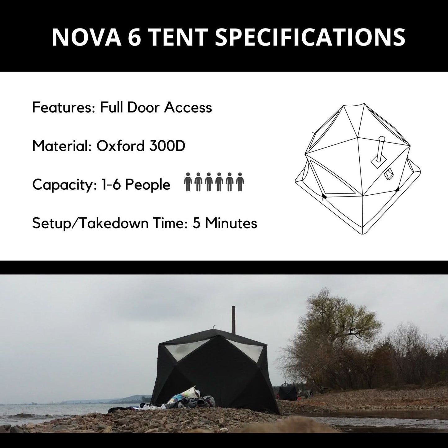 North Shore Sauna Portable Sauna Tent - Nova 6 Tent - 6 Person - Pro Package