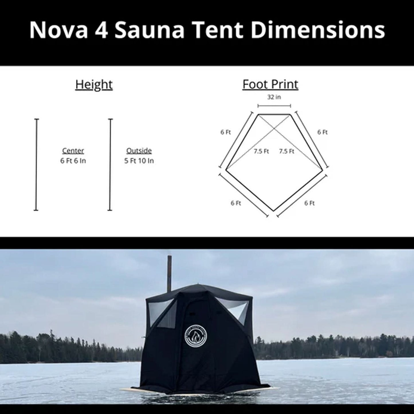 North Shore Sauna Portable Sauna Tent - Nova 4 Tent - 4 People - Starter Package