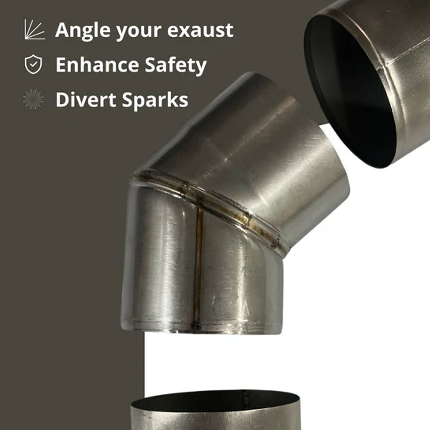 North Shore Sauna Angled Stove Chimney Pipe - 45 Degree Angle