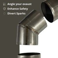 Thumbnail for North Shore Sauna Angled Stove Chimney Pipe - 45 Degree Angle