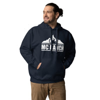 Thumbnail for Man wearing navy hoodie with MC Ranch Overland logo